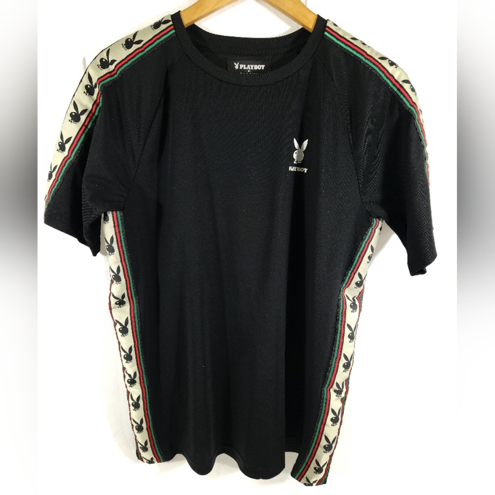 Playboy By PacSun Logo Tape Black T-Shirt Sz Medium
